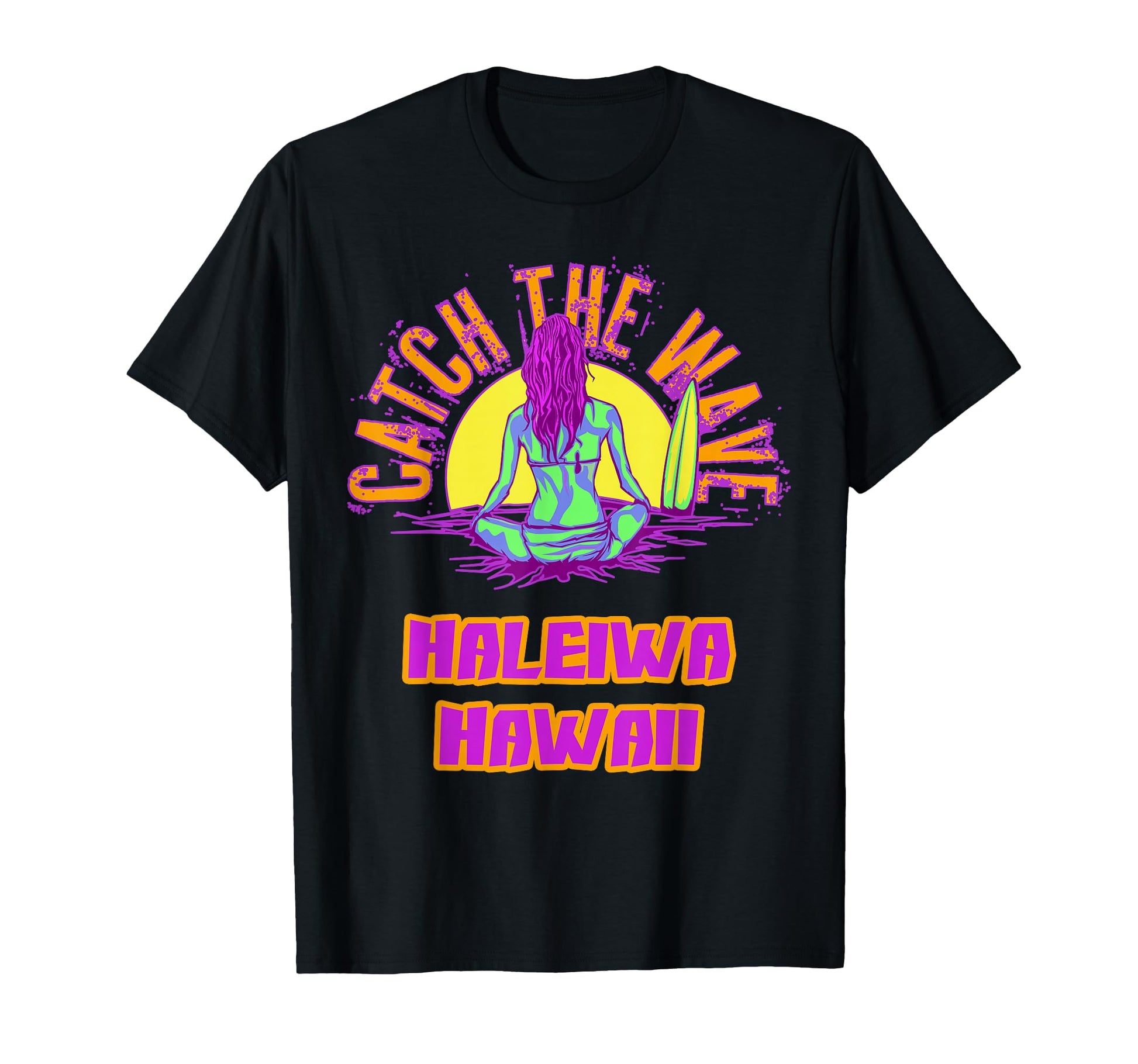 Haleiwa Hawaii Surfing Vaporwave T-Shirt - Fun Novelty Design Men Women - T-Shirt, Sweatshirt, Hoodie