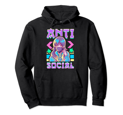 Anti Social Vaporwave Anime Hoodie - Casual Everyday Wear for Adults - T-Shirt, Sweatshirt, Hoodie