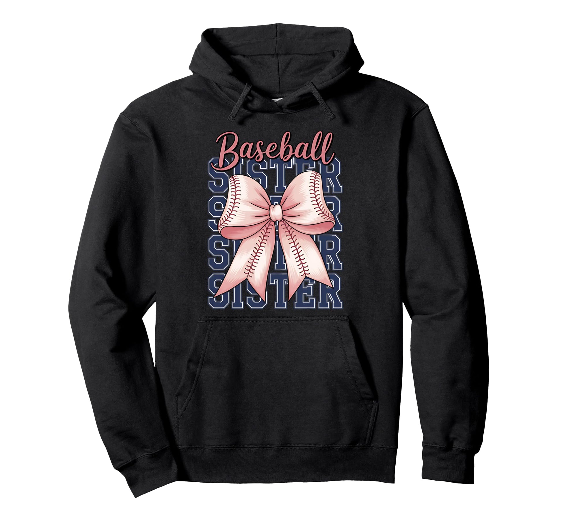 Baseball Sister Coquette Bow Hoodie - Custom Art Print for Adults - T-Shirt, Sweatshirt, Hoodie