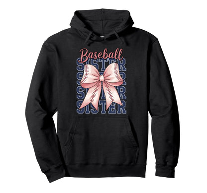 Baseball Sister Coquette Bow Hoodie - Custom Art Print for Adults - T-Shirt, Sweatshirt, Hoodie