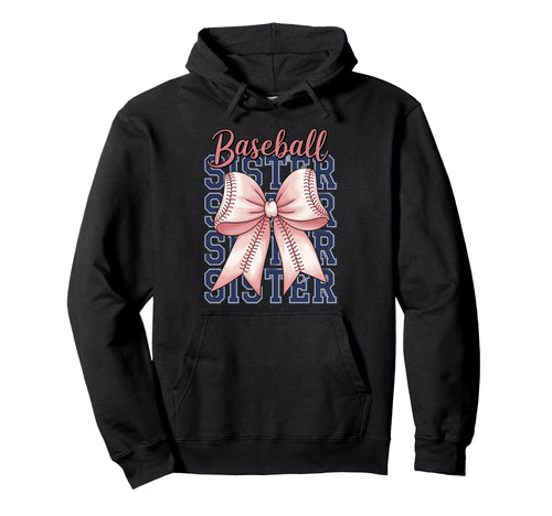 Baseball Sister Coquette Bow Hoodie - Custom Art Print for Adults - T-Shirt, Sweatshirt, Hoodie