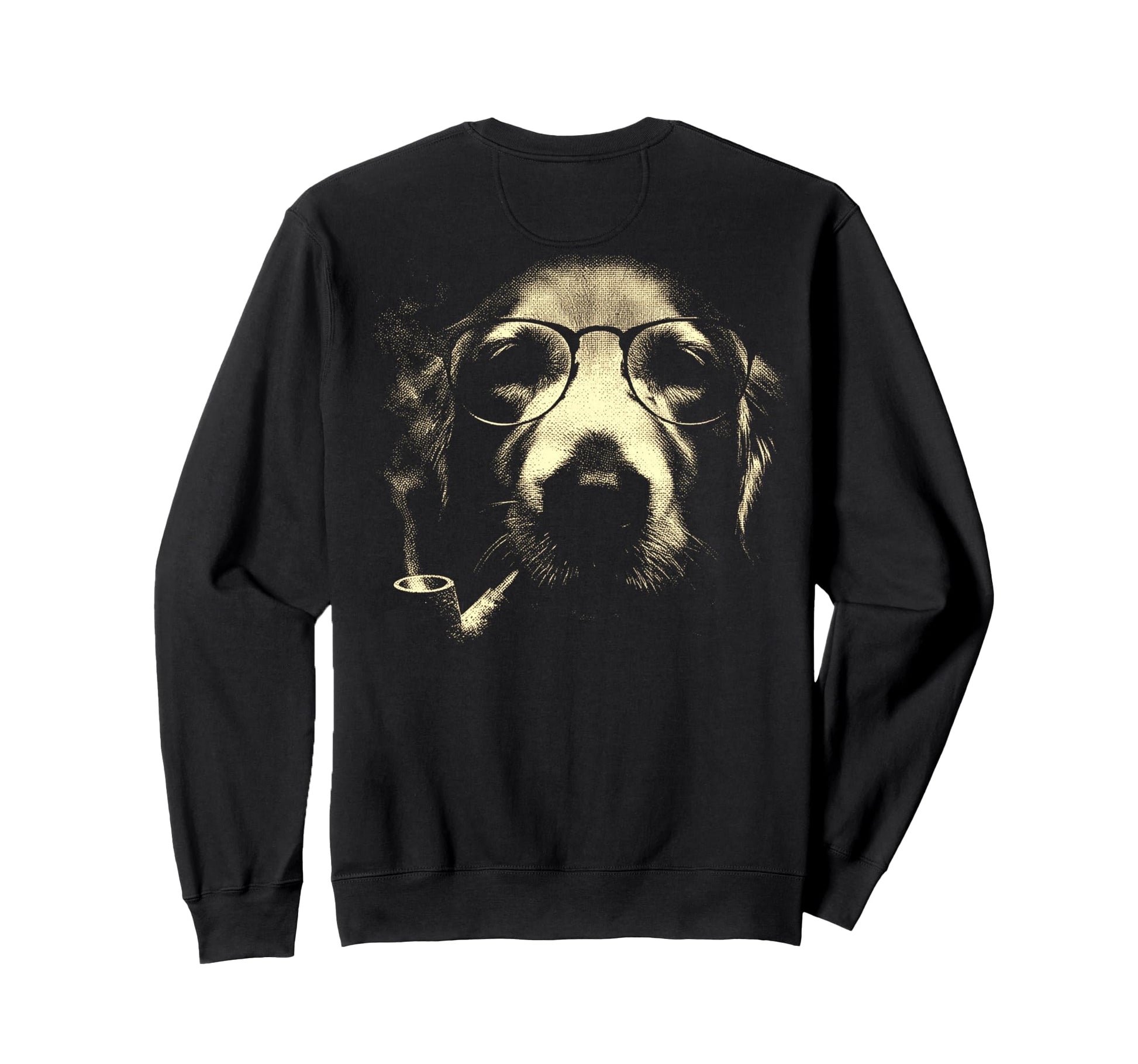 Golden Retriever Glasses Smoking Pipe Sweatshirt - Minimalist Print Unisex - T-Shirt, Sweatshirt, Hoodie