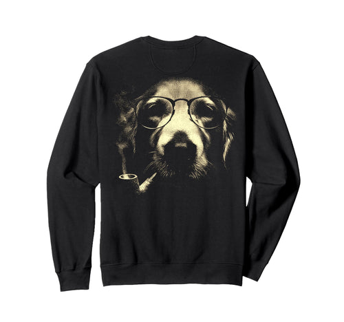 Golden Retriever Glasses Smoking Pipe Sweatshirt - Minimalist Print Unisex - T-Shirt, Sweatshirt, Hoodie