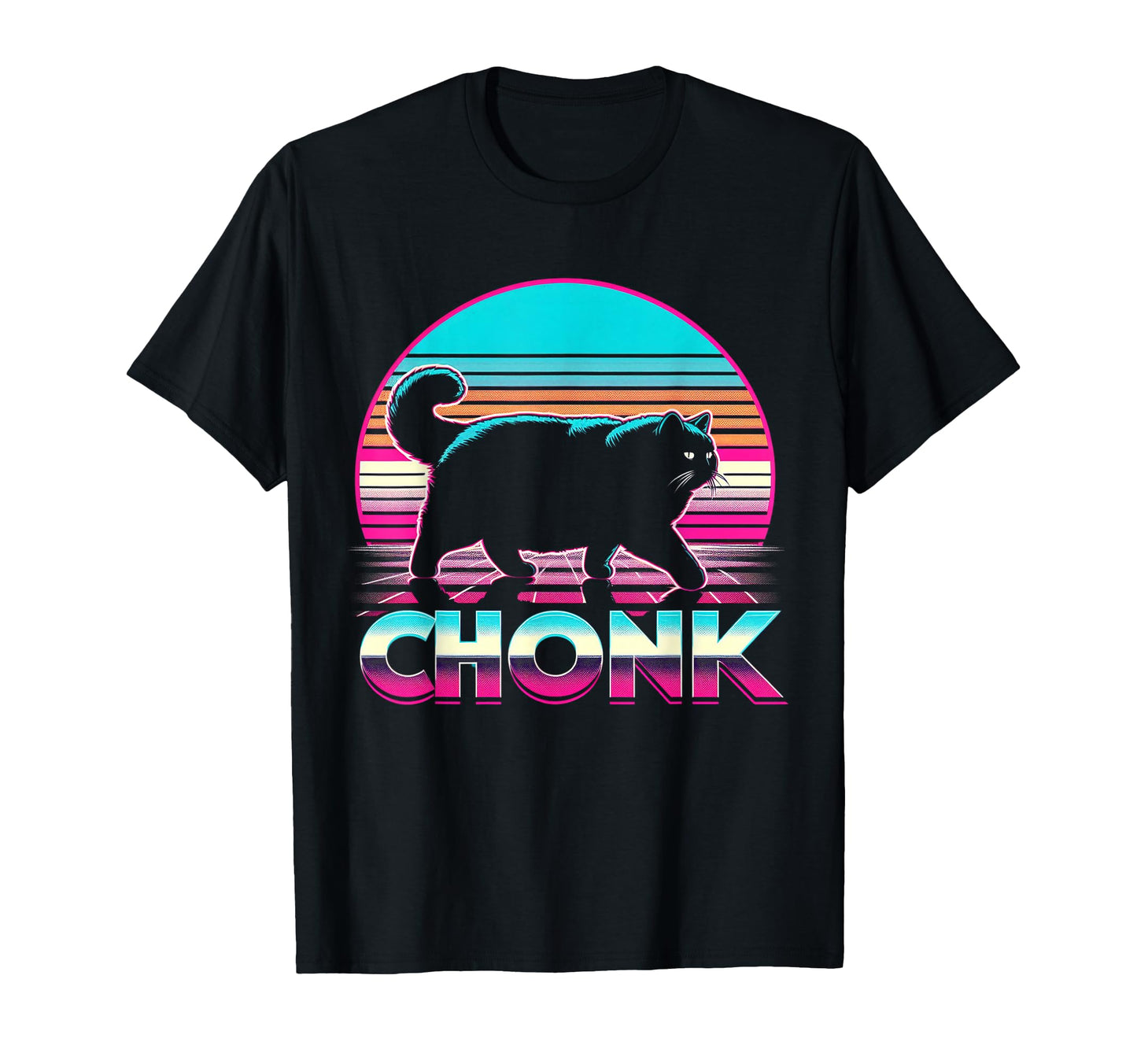 Funny Chonk Scale Cat Sunset T-Shirt - Custom Art Print Men Women - T-Shirt, Sweatshirt, Hoodie