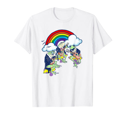 Funny Frogs Guitar Banjo Rainbow T-Shirt - Novelty Apparel for Adults - T-Shirt, Sweatshirt, Hoodie