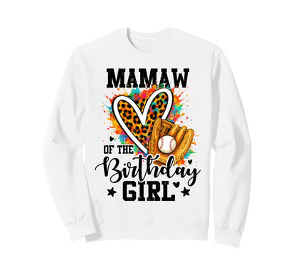 Mamaw Birthday Baseball Colorful Sweatshirt - Minimalist Print for Adults - T-Shirt, Sweatshirt, Hoodie