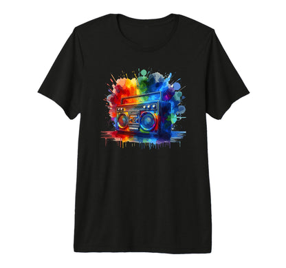 Splash Art Boombox Old School 80S T-Shirt - Fun Novelty Design Unisex - T-Shirt, Sweatshirt, Hoodie