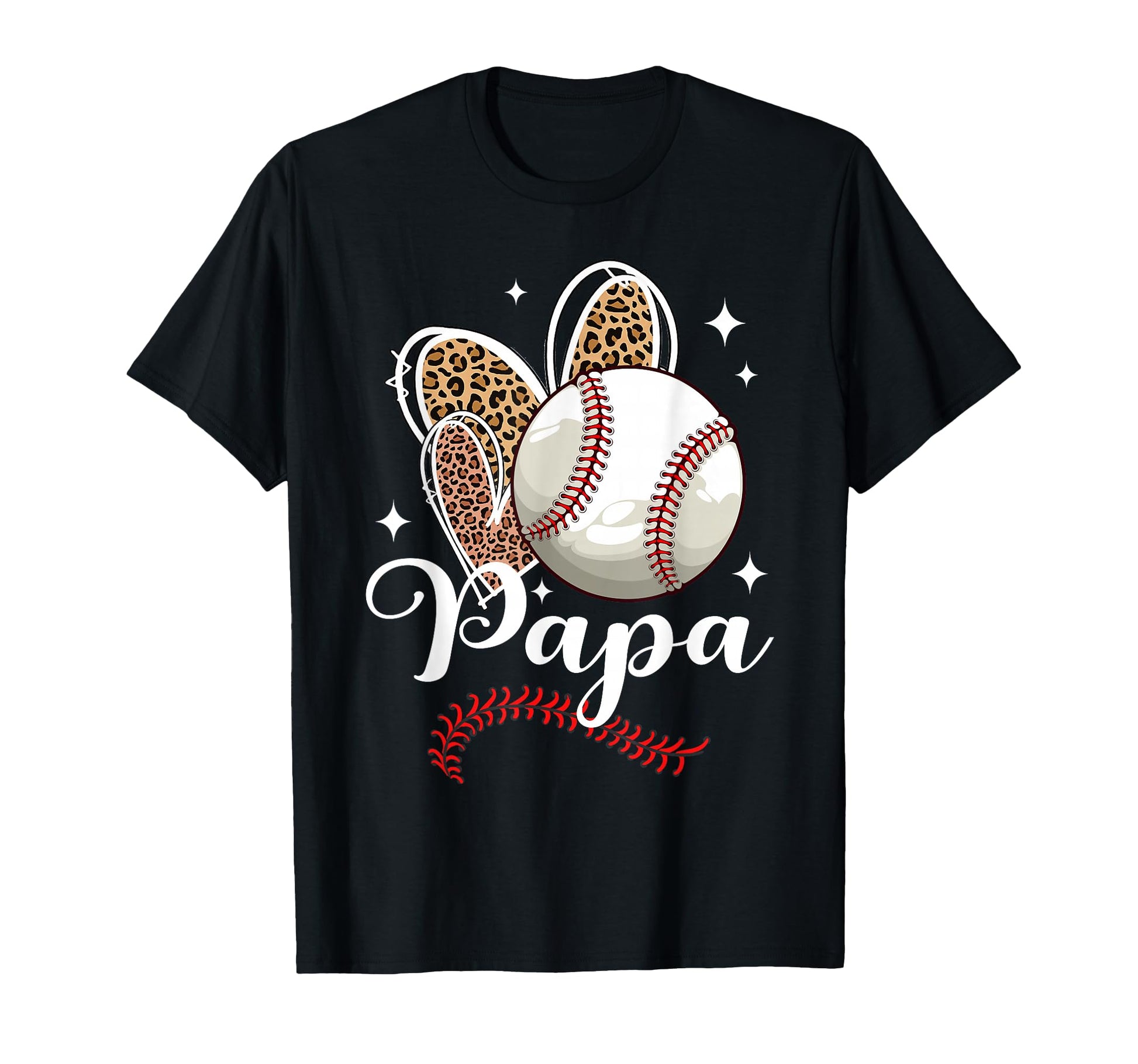 Baseball Papa Funny Leopard Heart T-Shirt - Unique Graphic for Adults - T-Shirt, Sweatshirt, Hoodie