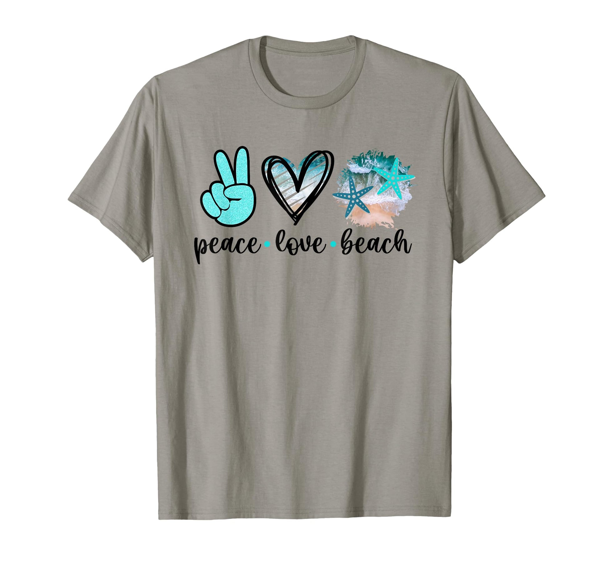 Peace Love Beach Summer Hippie Ocean T-Shirt - Trendy Graphic Unisex - T-Shirt, Sweatshirt, Hoodie