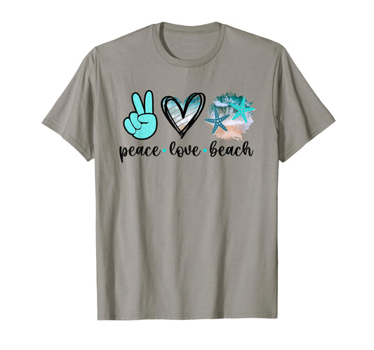 Peace Love Beach Summer Hippie Ocean T-Shirt - Trendy Graphic Unisex - T-Shirt, Sweatshirt, Hoodie