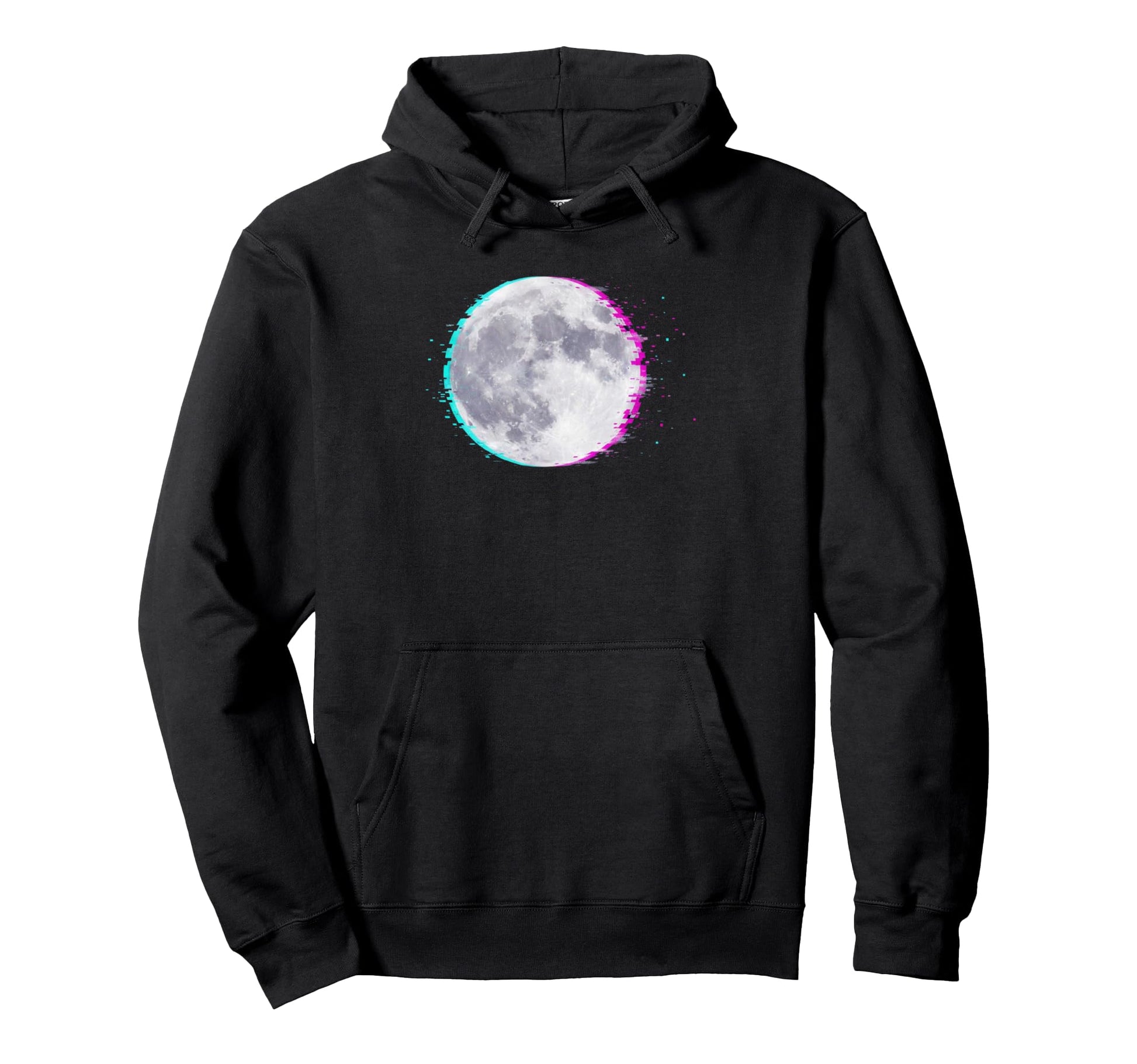 Cyberpunk Glitch Moon Vaporwave Hoodie - Casual Everyday Wear for Adults - T-Shirt, Sweatshirt, Hoodie