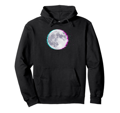 Cyberpunk Glitch Moon Vaporwave Hoodie - Casual Everyday Wear for Adults - T-Shirt, Sweatshirt, Hoodie