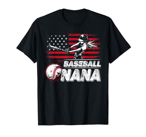 Baseball Nana Us Flag Funny Baseball T-Shirt - Unique Graphic Men Women - T-Shirt, Sweatshirt, Hoodie
