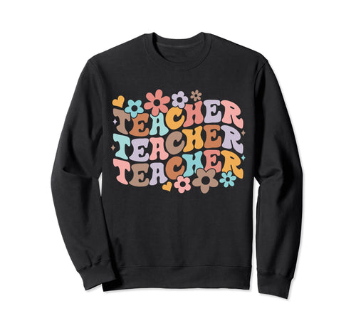 Floral Teacher Boho Groovy Teacher Sweatshirt - Custom Art Print Men Women - T-Shirt, Sweatshirt, Hoodie
