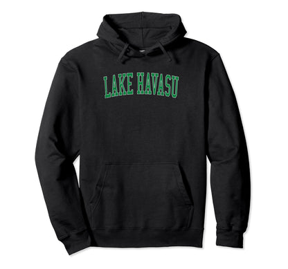 Lake Havasu Distressed Green Varsity Hoodie - Streetwear Style for Adults - T-Shirt, Sweatshirt, Hoodie