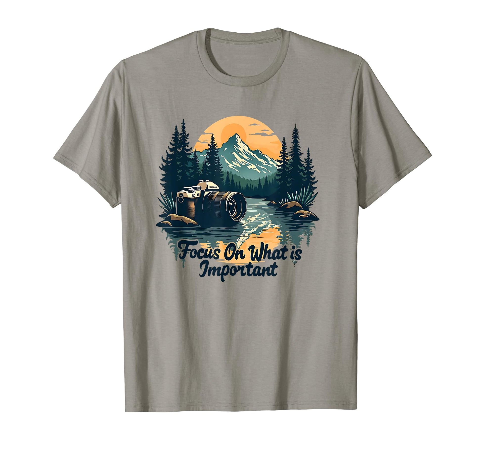 Mountainous Hiking Photographer Camera T-Shirt - Unique Graphic Men Women - T-Shirt, Sweatshirt, Hoodie