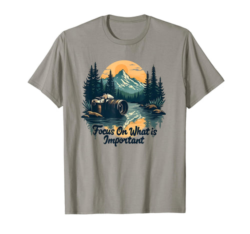 Mountainous Hiking Photographer Camera T-Shirt - Unique Graphic Men Women - T-Shirt, Sweatshirt, Hoodie