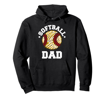 Softball Dad Distressed Funny Softball Hoodie - Fun Novelty Design Unisex - T-Shirt, Sweatshirt, Hoodie