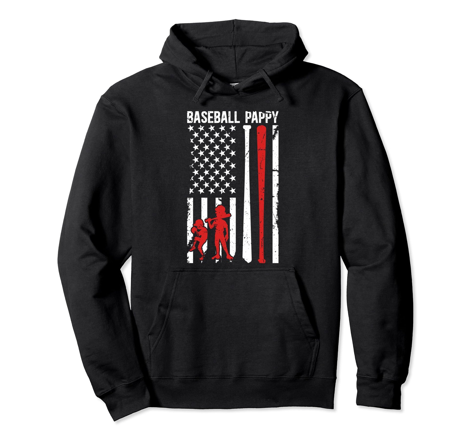 Baseball Pappy Grandpa Us Flag Pappy Hoodie - Trendy Graphic Men Women - T-Shirt, Sweatshirt, Hoodie