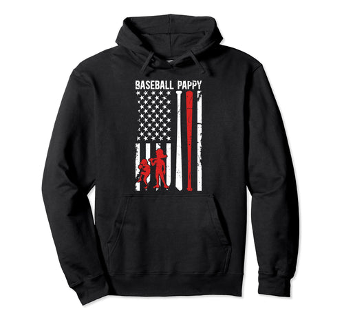Baseball Pappy Grandpa Us Flag Pappy Hoodie - Trendy Graphic Men Women - T-Shirt, Sweatshirt, Hoodie
