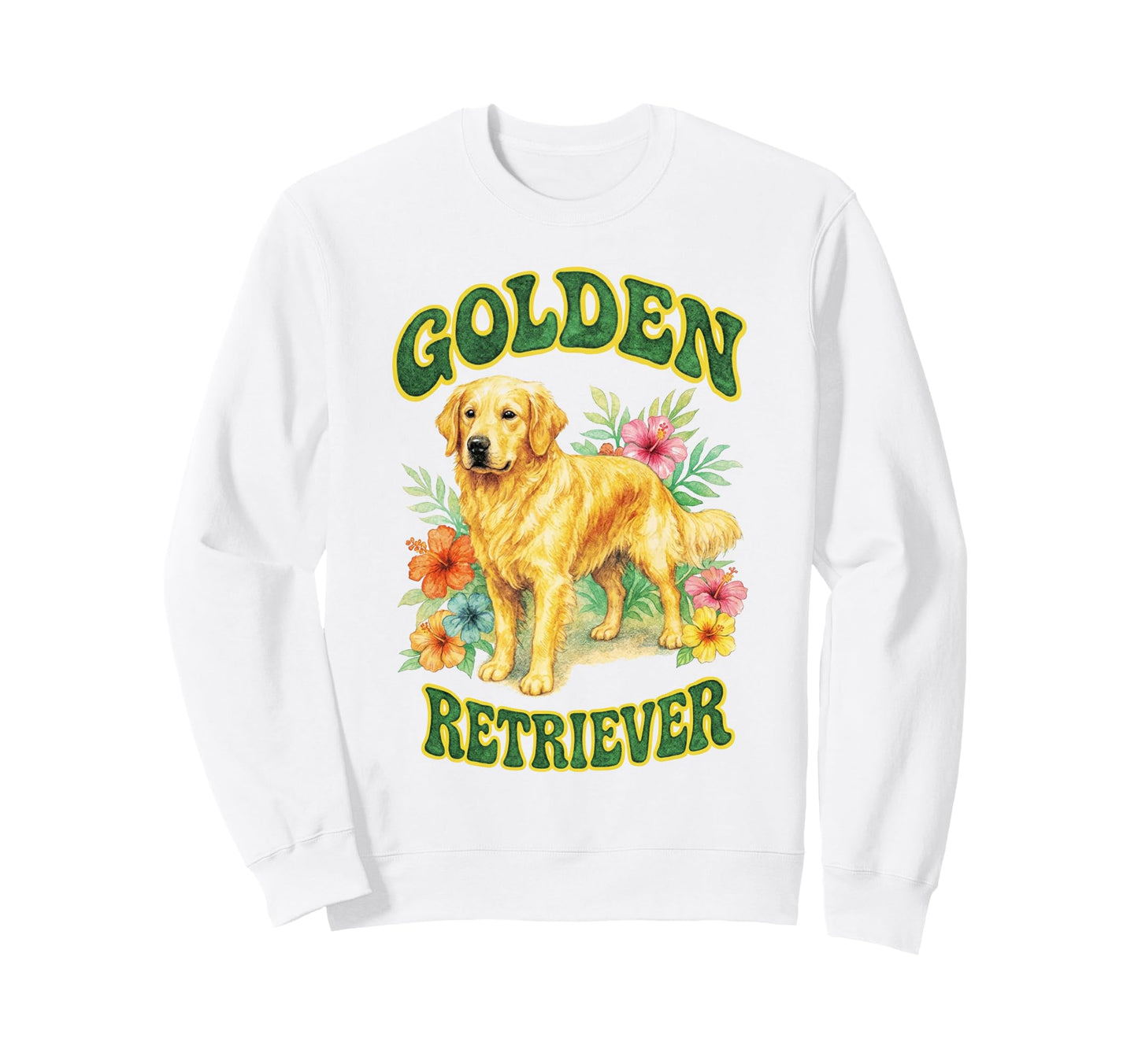 Golden Retriever Groovy Floral Sweatshirt - Unique Graphic for Adults - T-Shirt, Sweatshirt, Hoodie