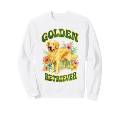 Golden Retriever Groovy Floral Sweatshirt - Unique Graphic for Adults - T-Shirt, Sweatshirt, Hoodie