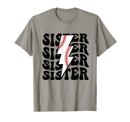Lightning Groovy Proud Baseball Sister T-Shirt - Unique Graphic Men Women - T-Shirt, Sweatshirt, Hoodie