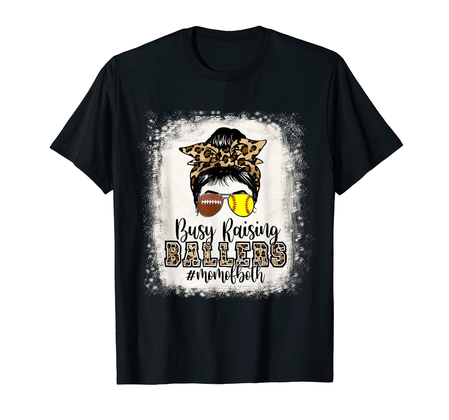 Busy Raising Ballers Mom Both Football T-Shirt - Graphic Print Unisex - T-Shirt, Sweatshirt, Hoodie