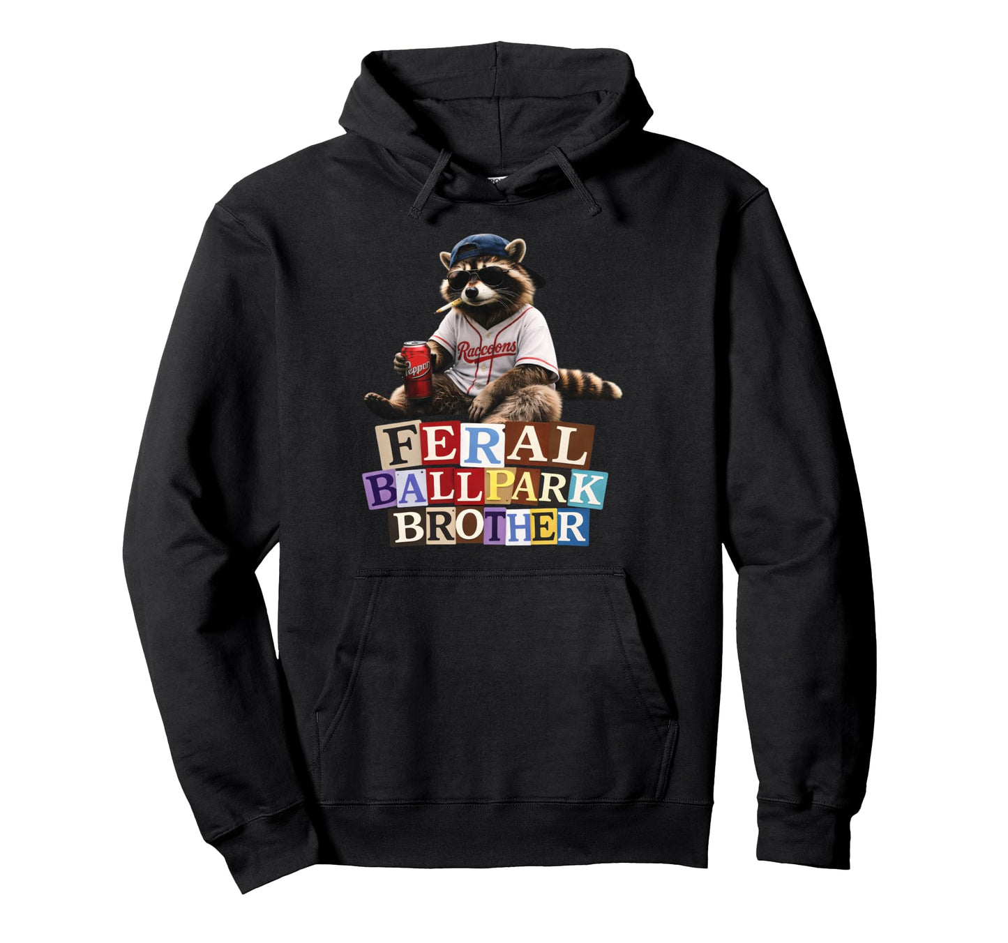 Raccoon And Scooter Feral Ballpark Hoodie - Trendy Graphic for Adults - T-Shirt, Sweatshirt, Hoodie