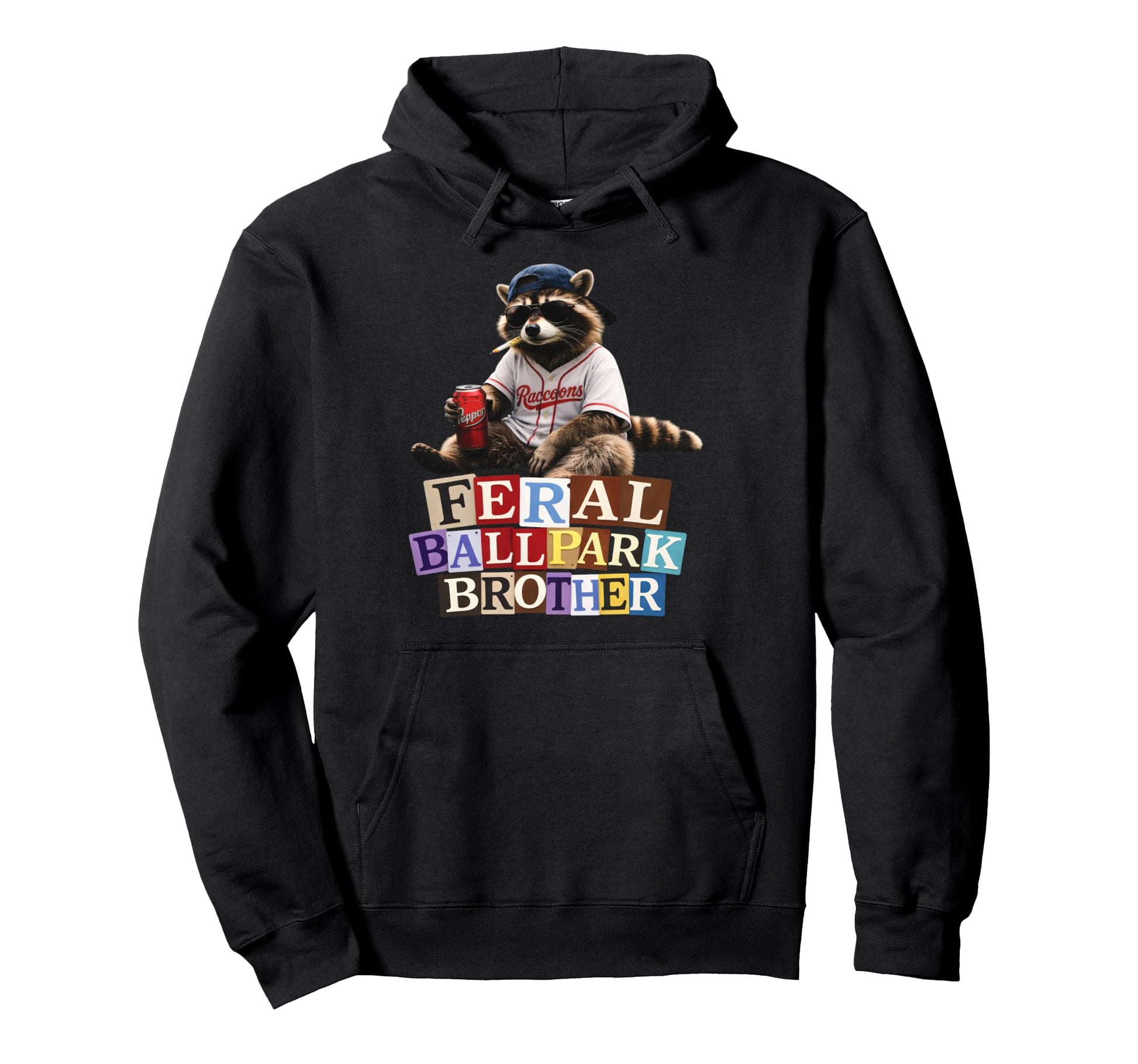 Raccoon And Scooter Feral Ballpark Hoodie - Trendy Graphic for Adults - T-Shirt, Sweatshirt, Hoodie