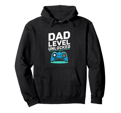 Dad Level Unlocked Gamer Father Video Hoodie - Aesthetic Graphic Unisex - T-Shirt, Sweatshirt, Hoodie