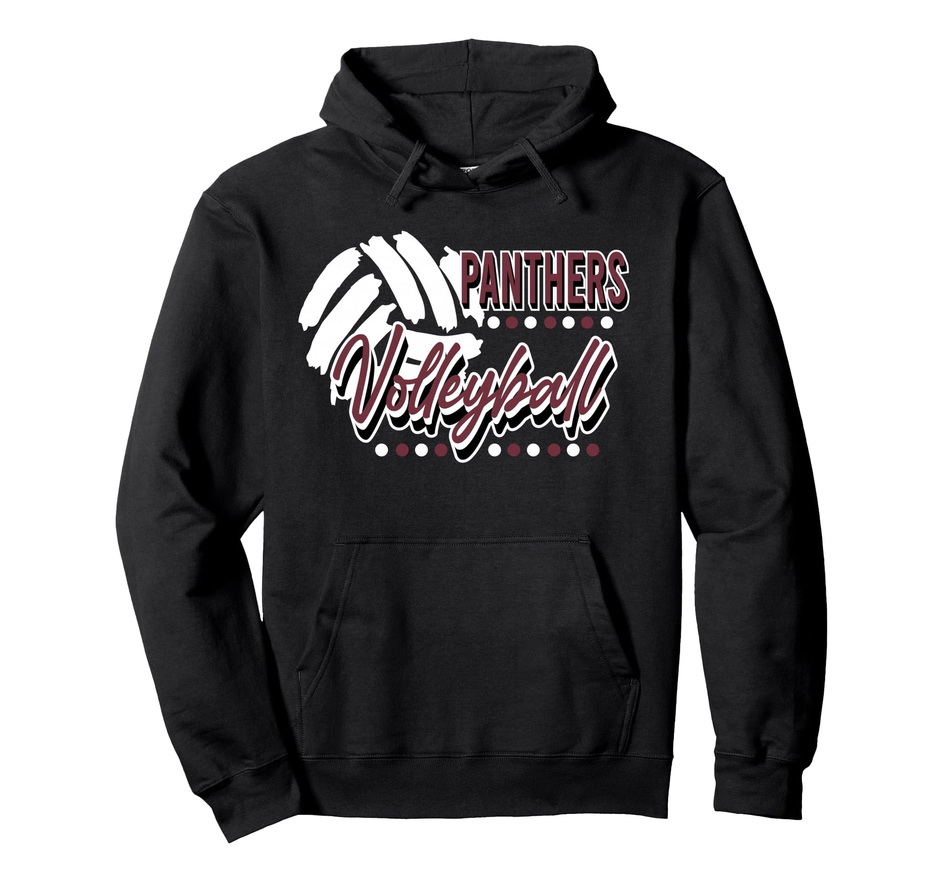 Maroon Panthers Volleyball Mom Game Day Hoodie - Unique Graphic Unisex - T-Shirt, Sweatshirt, Hoodie