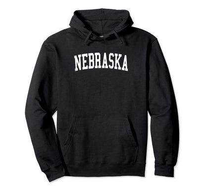 Nebraska Distressed White Varsity Hoodie - Casual Everyday Wear Men Women - T-Shirt, Sweatshirt, Hoodie
