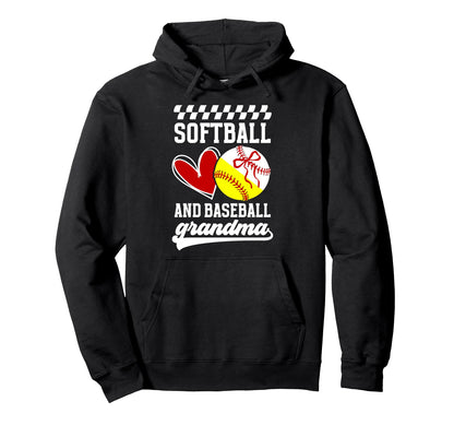 Softball And Baseball Grandma Baseball Hoodie - Streetwear Style Men Women - T-Shirt, Sweatshirt, Hoodie