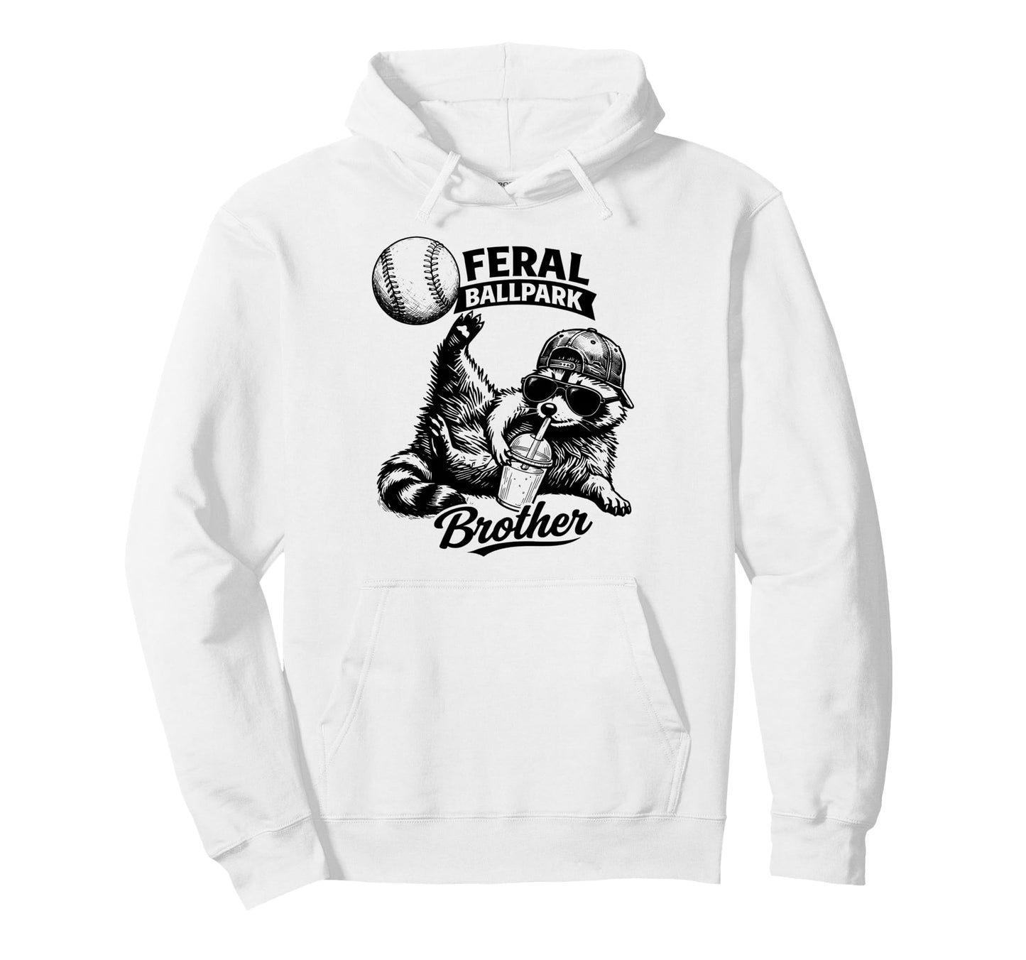 Raccoon And Scooter Feral Ballpark Hoodie - Novelty Apparel for Adults - T-Shirt, Sweatshirt, Hoodie