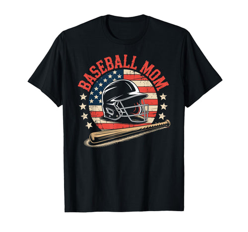 Funny Baseball Mom Usa Flag T-Shirt - Unique Graphic for Adults - T-Shirt, Sweatshirt, Hoodie