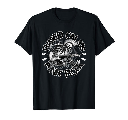 Raised 90S Rock Skeleton Guitar Punk T-Shirt - Trendy Graphic for Adults - T-Shirt, Sweatshirt, Hoodie