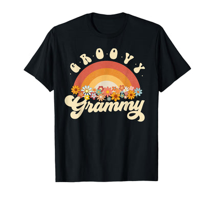 Groovy Grammy Rainbow Colorful Flowers T-Shirt - Custom Art Print Unisex - T-Shirt, Sweatshirt, Hoodie
