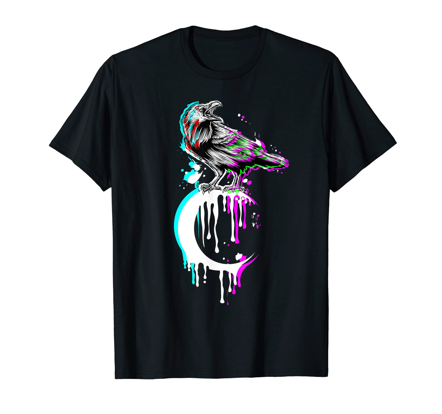 Black Crow Raven Crescent Moon Occult T-Shirt - Custom Art Print Men Women - T-Shirt, Sweatshirt, Hoodie