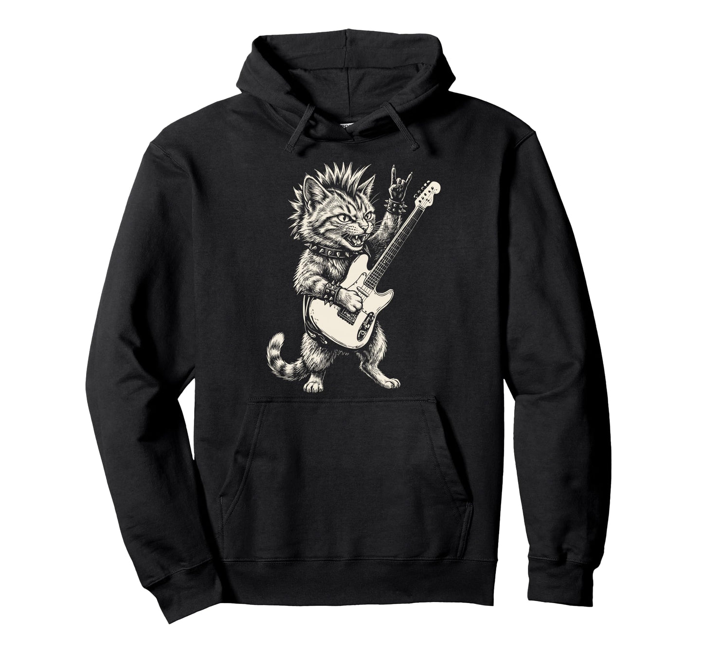 Funny Cat Playing Guitar Rock And Roll Hoodie - Trendy Graphic Men Women - T-Shirt, Sweatshirt, Hoodie