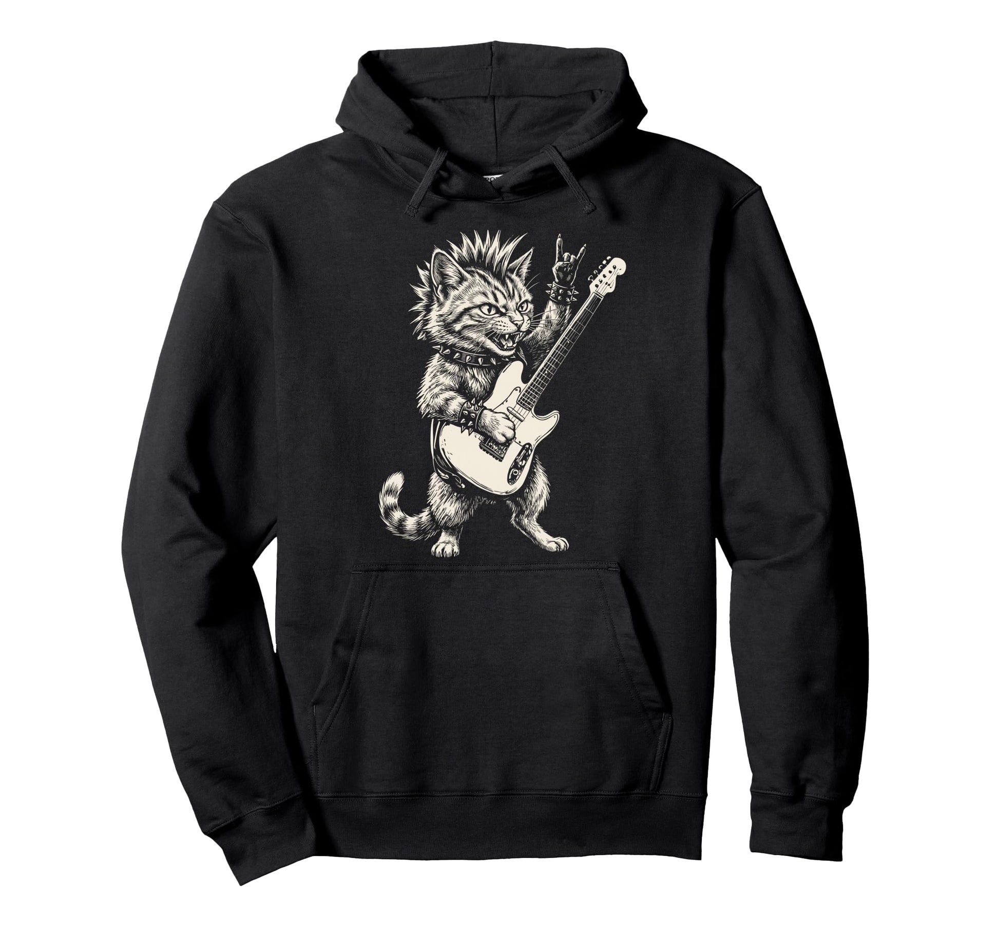 Funny Cat Playing Guitar Rock And Roll Hoodie - Trendy Graphic Men Women - T-Shirt, Sweatshirt, Hoodie