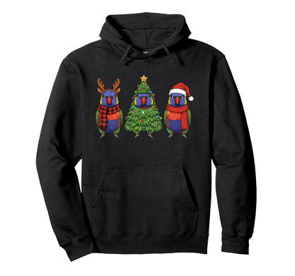 Rainbow Lorikeet Parrot Santa Reindeer Hoodie - Aesthetic Graphic Men Women - T-Shirt, Sweatshirt, Hoodie