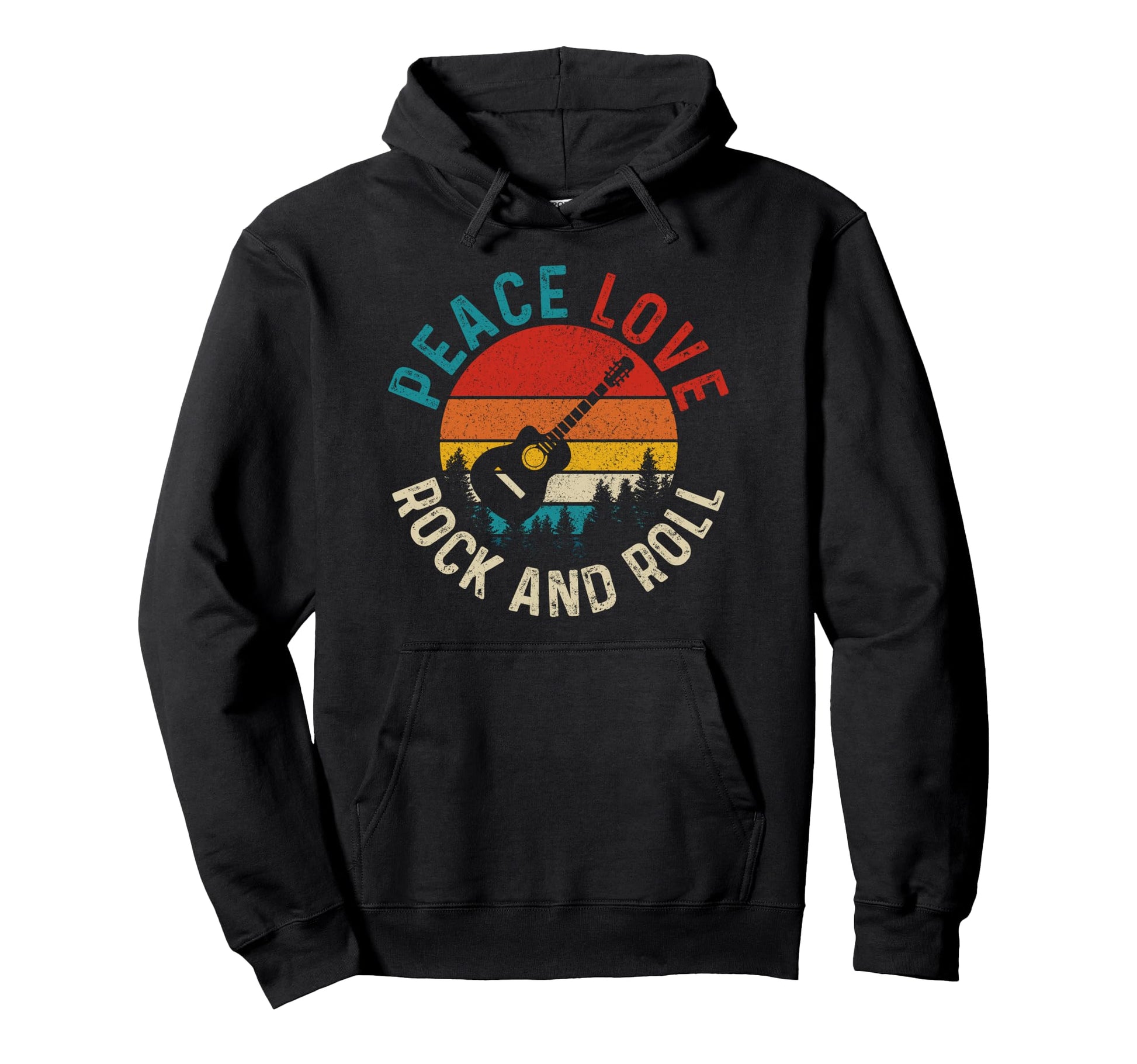 Peace Love Rock Roll Guitar Player Hoodie - Minimalist Print Unisex - T-Shirt, Sweatshirt, Hoodie