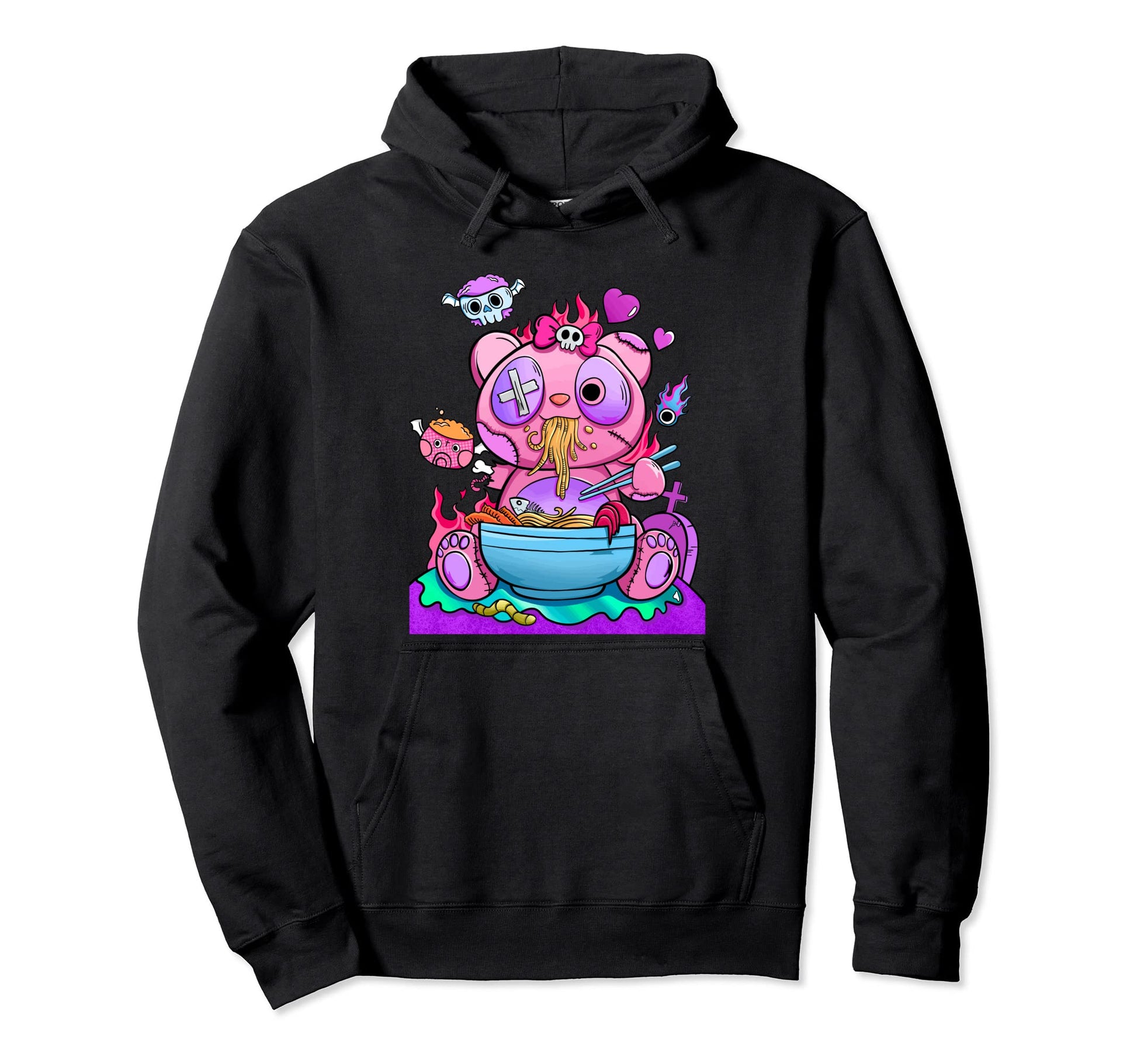 Kawaii Pastel Goth Creepy Bear Hoodie - Casual Everyday Wear for Adults - T-Shirt, Sweatshirt, Hoodie