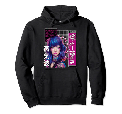 Japanese Cherry Blossom Edgy Vaporwave Hoodie - Unique Graphic Men Women - T-Shirt, Sweatshirt, Hoodie