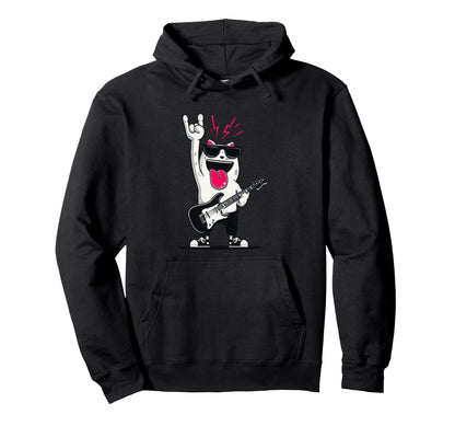 Rock Cat Guitarist Funny Animal Hoodie - Custom Art Print for Adults - T-Shirt, Sweatshirt, Hoodie