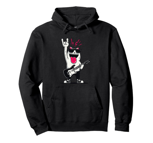 Rock Cat Guitarist Funny Animal Hoodie - Custom Art Print for Adults - T-Shirt, Sweatshirt, Hoodie