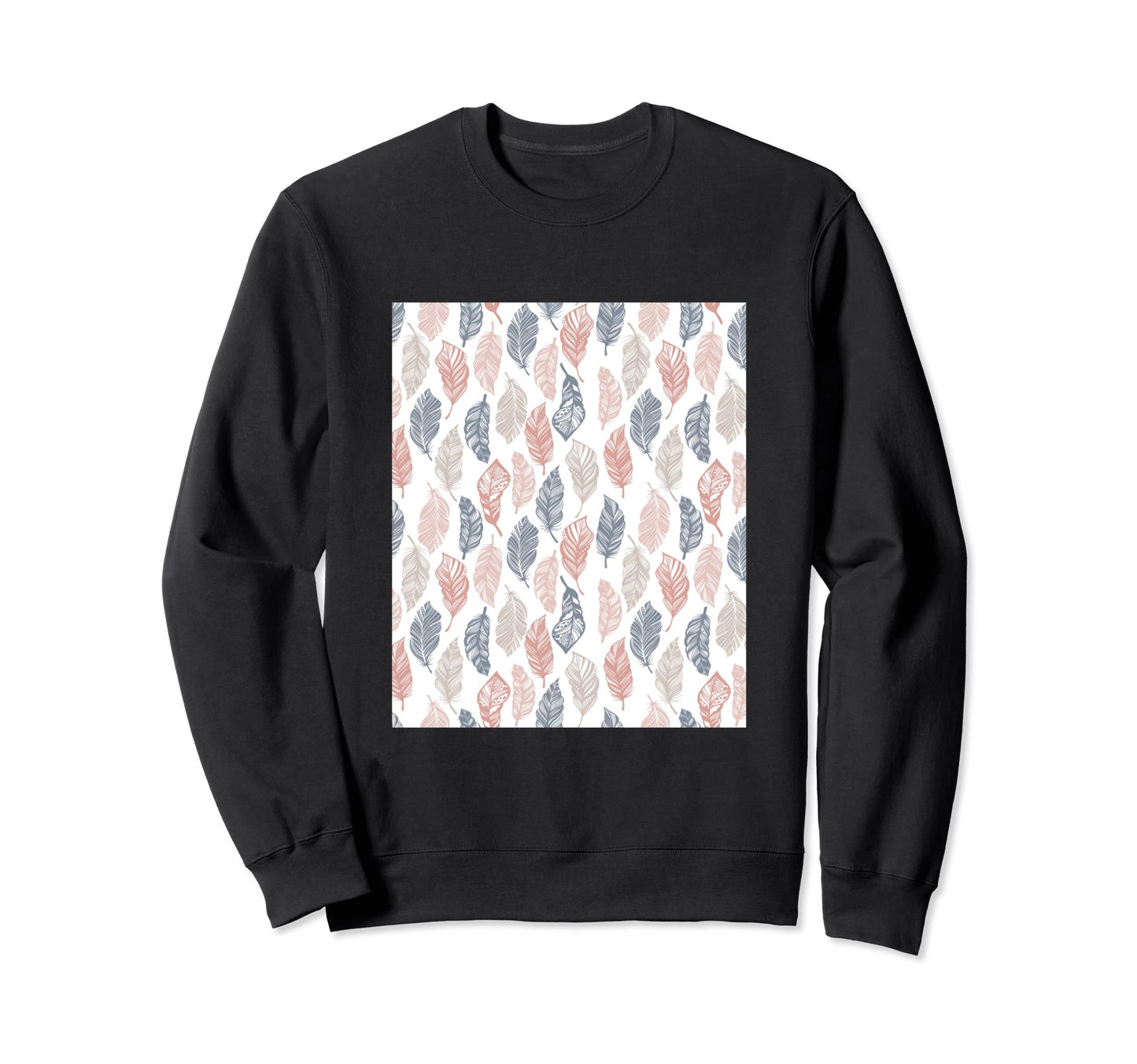 Boho Feathers Pattern Sweatshirt - Minimalist Print Men Women - T-Shirt, Sweatshirt, Hoodie