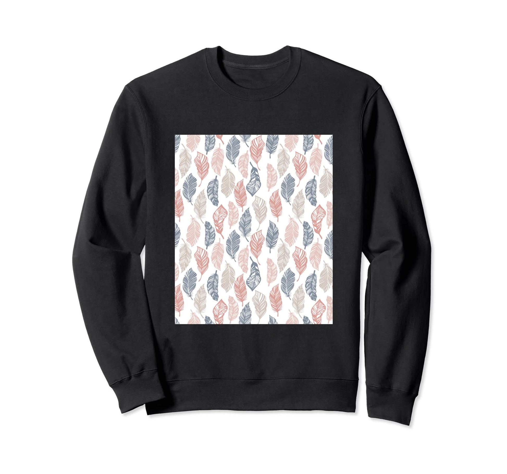 Boho Feathers Pattern Sweatshirt - Minimalist Print Men Women - T-Shirt, Sweatshirt, Hoodie