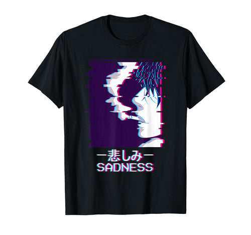 Sadness Anime Japanese Vaporwave T-Shirt - Novelty Apparel for Adults - T-Shirt, Sweatshirt, Hoodie